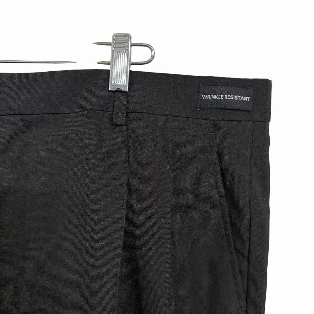 Enrico Rossini Mens Sz 38x30 Black Pleated Tailored Trousers Wrinkle Resistant
